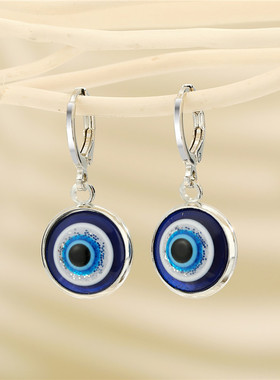 极速1 Pair Resin Bling Evilx Eye Hoop Earring For Womens Jew