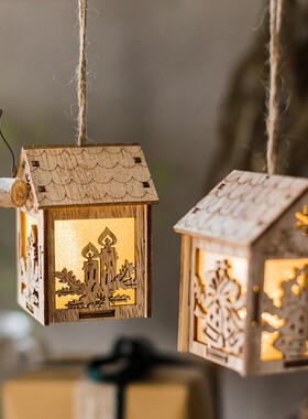 极速雪房子d灯发光圣诞树配饰挂件摆件节日气氛派对灯球吊饰小夜