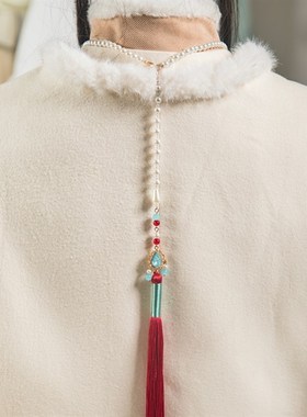 极速明制首饰【蒹葭】马面裙x配饰背云璎珞长流苏项链古风汉服颈