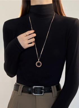 极速罗马吊坠毛衣链长款小众项链潮牌百搭卫K衣链2023年新款女秋