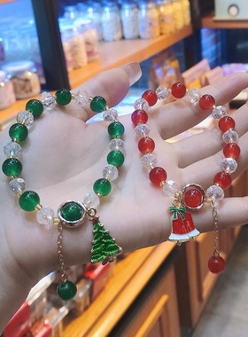 极速2023新款耶诞节手錬手串ins耶诞小众设O计送女友闺蜜情侣手饰