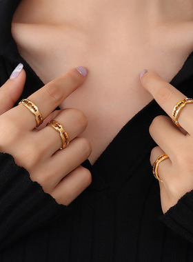 极速Personality hip hop unique opening titanium steeXl ring