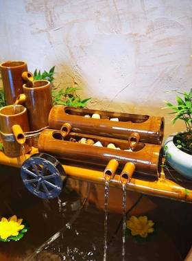 极速古法养鱼水循l环竹子流水器鱼缸摆件自动过滤器加湿增氧鱼盆