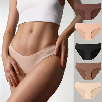 美拉德纯棉内裤女士无痕中腰三角裤高弹不夹臀大码女生运动内裤