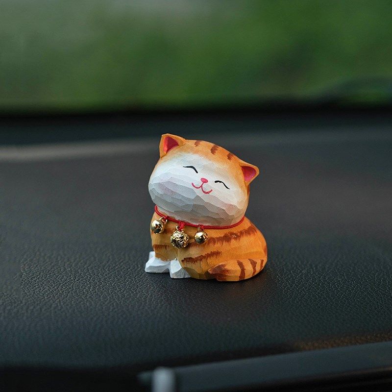 极速手工木雕可爱招财小猫咪汽车摆件中控台创意S车载桌面治愈系,淘宝优惠券,粉丝福利购,淘宝优惠卷