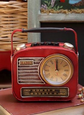 极速复古做旧陈列老式收音机录音机电F视机电扇模型咖啡厅铁艺装