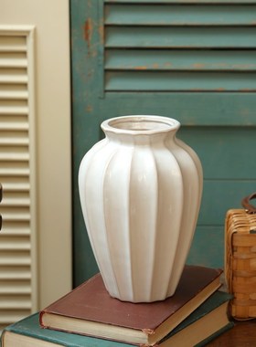 极速欧式鼓形陶瓷花瓶摆件大号客厅时尚餐桌电视柜装W饰品简约创