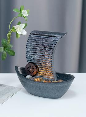 速发一帆风顺轮桌面装饰帆船司水喷泉公流开业送礼水环循摆件