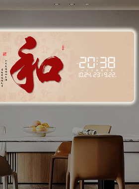 福字万年历电子钟插电时钟客厅2026新款家用时尚日历挂墙夜光挂钟