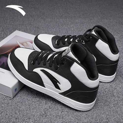 安踏板鞋高帮男鞋2025冬季新款复古百搭超轻耐磨防滑青少年休闲鞋 - 图0