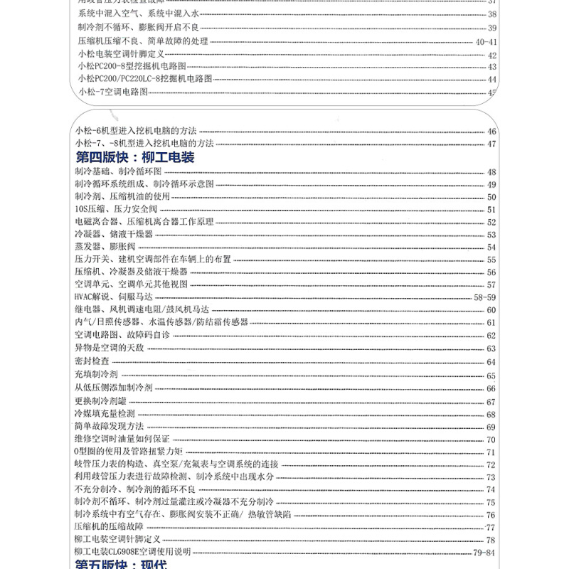 挖机空调维修宝典电脑针脚电路图故障码钩机工程机械资料书-图3