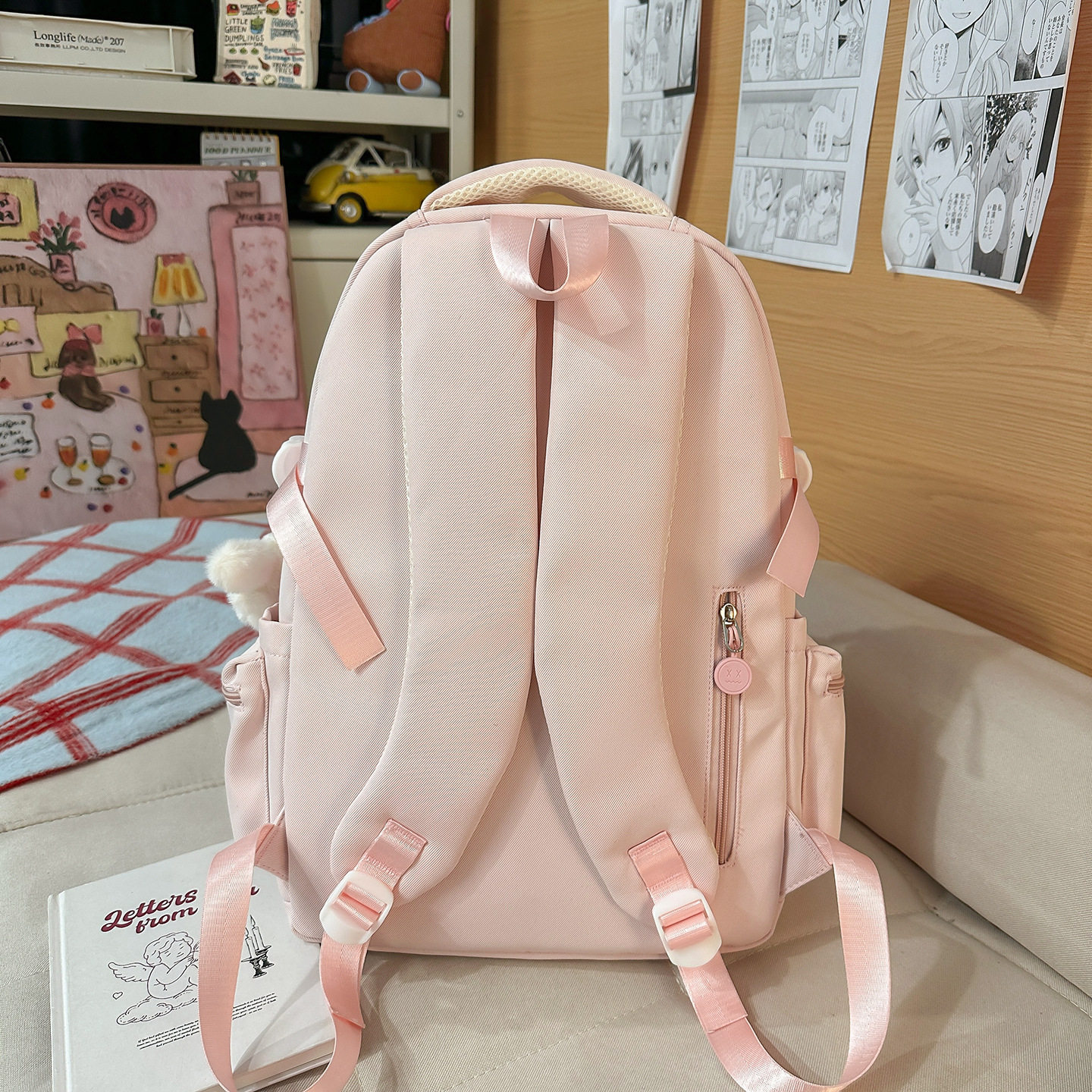 韩系ins粉色甜美学院风中小学生三到六年级宽肩带多隔层双肩包女,淘宝优惠券,粉丝福利购,淘宝优惠卷