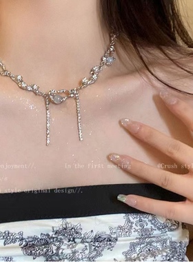 碎银珍珠项链小设计高级感简约气质锁骨链女方糖小钻轻奢精致