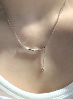 日常百搭微笑流苏项链女轻奢不掉色锁骨链高级感镶钻简约时尚项链