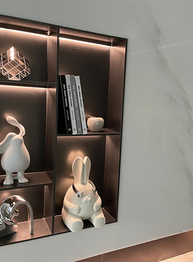 现代极简卡通白色兔子样板房摆件餐边柜酒柜展示柜儿X童房饰品摆