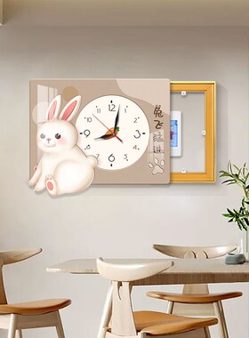 极速现代简e约电表箱装饰画创意卡通带钟表配电箱强电箱免打孔遮