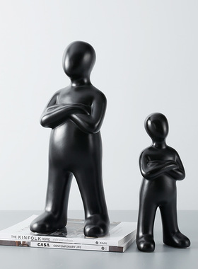 极速创意抽象父i子人物摆件现代简约极简轻奢客厅玄关书房软装饰