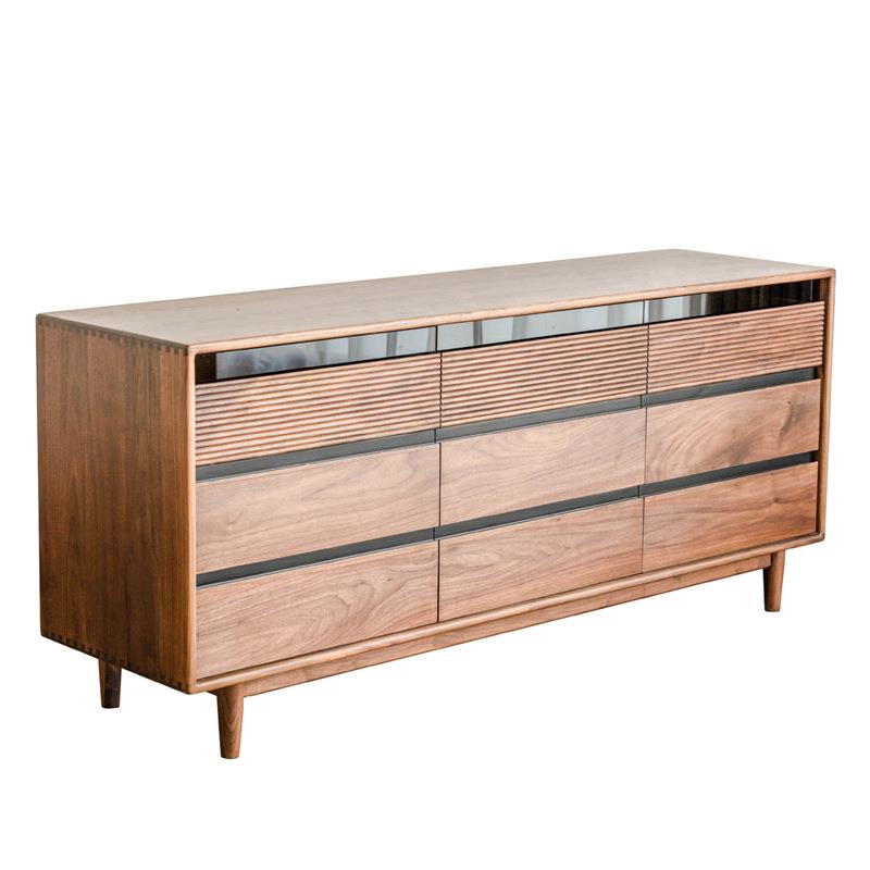 北美黑胡桃木全实木九斗柜简约樱桃木原木客厅卧室多功能储物斗柜 - 图3