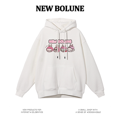 NEW BOLUNE/新百伦官网美式帽衫潮流运动休闲宽松情侣重磅卫衣
