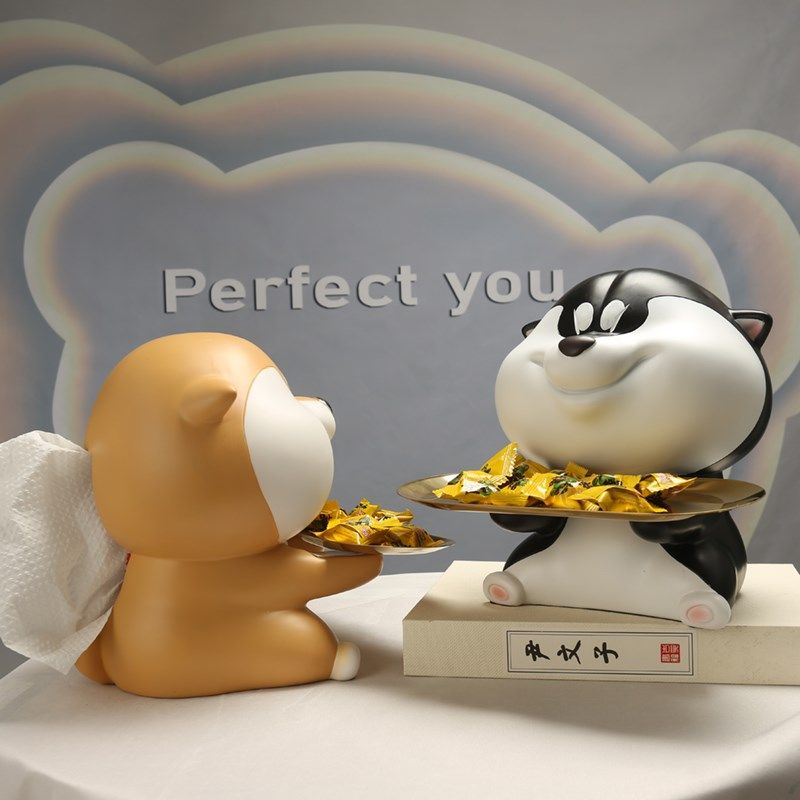 速发柴犬托盘家用桌巾盒个性玄关茶几纸餐收纳电视柜盘,淘宝优惠券,粉丝福利购,淘宝优惠卷