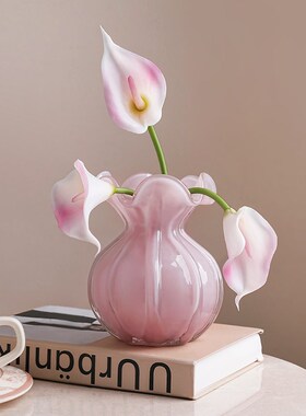 速发花饰摆高客厅插花水晶玻璃轻奢件级感餐桌实用装瓶品