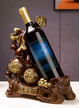创意葫芦酒架酒柜装饰品摆件新中式客厅玄L关餐边柜红酒架酒托摆