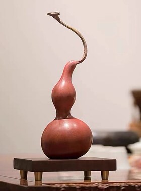 天然铜葫芦工艺品摆件家s居装饰品客厅玄关柜子办公室桌面高端礼