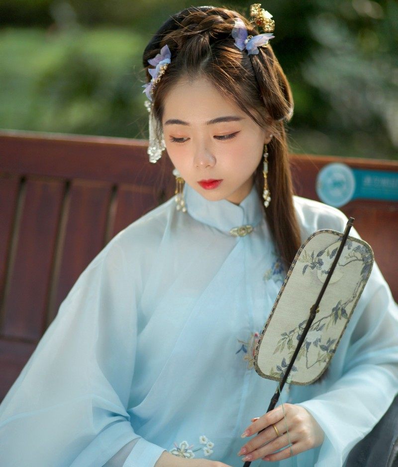 中国风小清新梨花印花紫竹长柄流苏可折叠腰扇卷曲折扇便携挂腰扇,淘宝优惠券,粉丝福利购,淘宝优惠卷