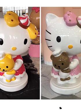 玻璃钢雕塑helloKitty凯蒂猫卡通甜品店门口KT猫商场装饰大型摆件