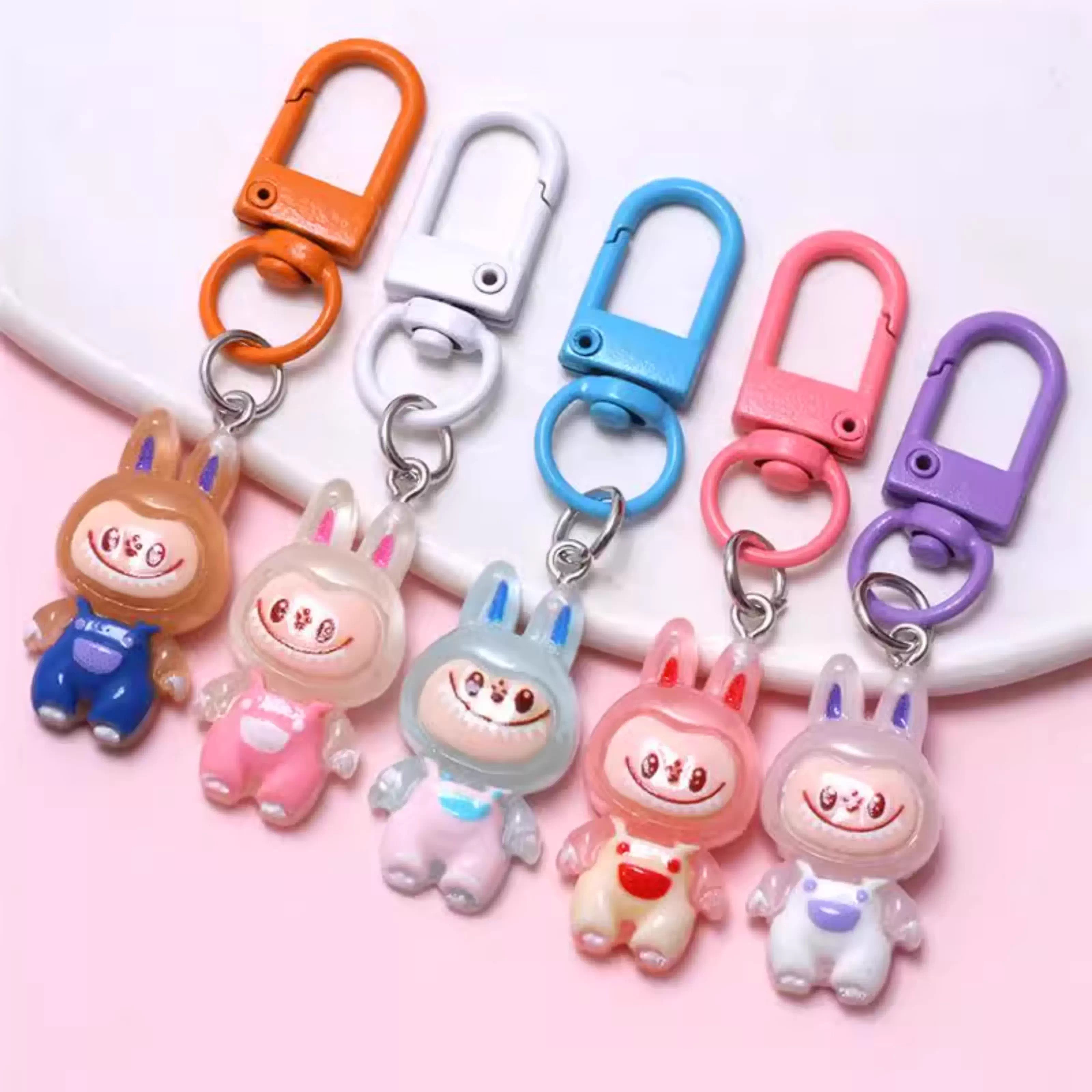 夜光钥匙扣可爱卡通拉布布挂件包包挂件挂饰配饰彩扣学生卡配件 - 图0