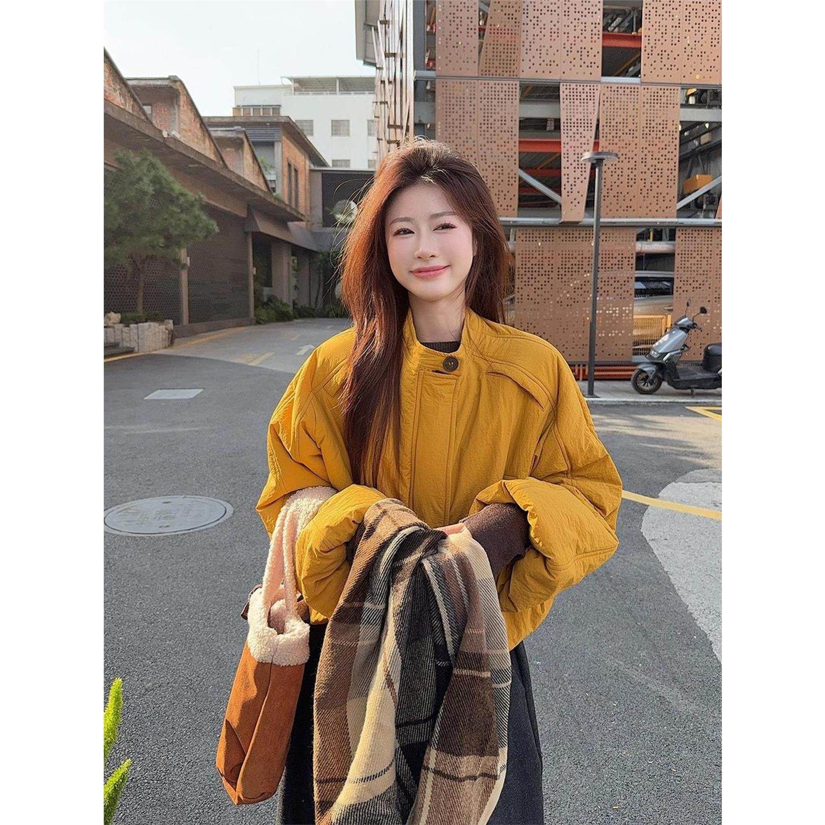 加厚保暖长袖棉服2025秋冬新款韩系时尚立领纽扣棉服外套上衣女潮,淘宝优惠券,粉丝福利购,淘宝优惠卷