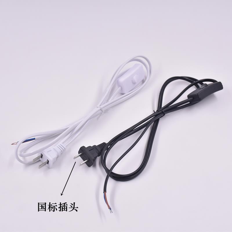 LED灯条灯管国标两插电源开关线灯具配件带开关线 220V灯条插头线 - 图1