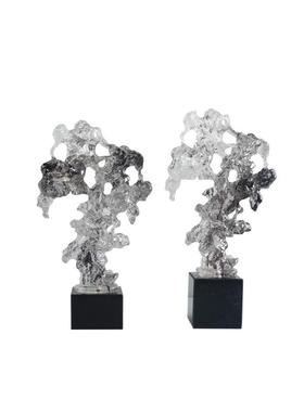 新中式创意水墨色太湖石摆件样板房书柜茶几电视柜酒店软装摆设