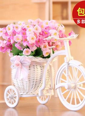 现代简约创意摆件塑料藤编花车家居饰品客厅冰箱酒柜书架新房摆设