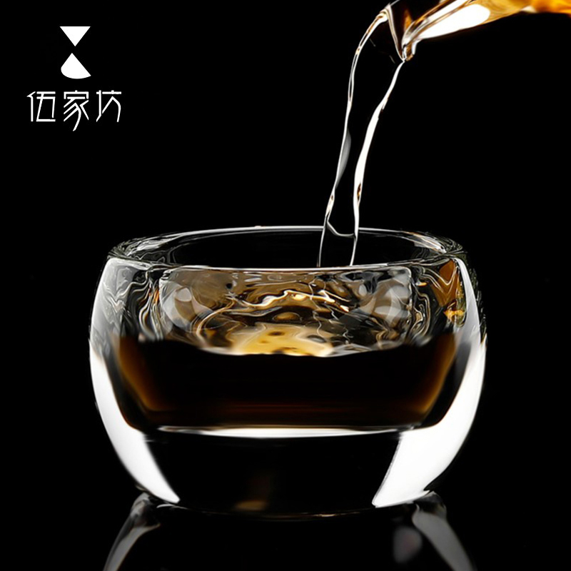 伍家坊功夫茶杯主人杯单杯水晶玻璃品茗杯侘寂杯茶盏水晶杯酒杯-图0