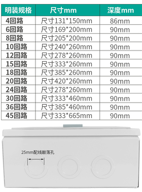 天正配电箱家用PZ30回路布线箱明暗装室内空气开关断路器强电箱盒