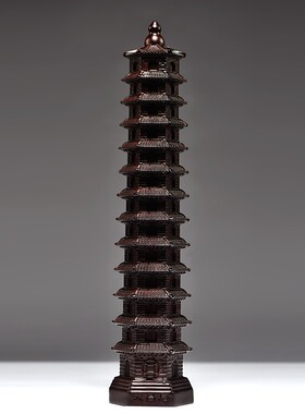 黑檀木雕刻13层文昌塔摆件文昌塔十三层家居客厅玄关装饰工艺品