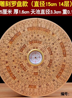 老式手工桃木罗盘指南针木质随身携带专业高精度八卦盘三合综合盘