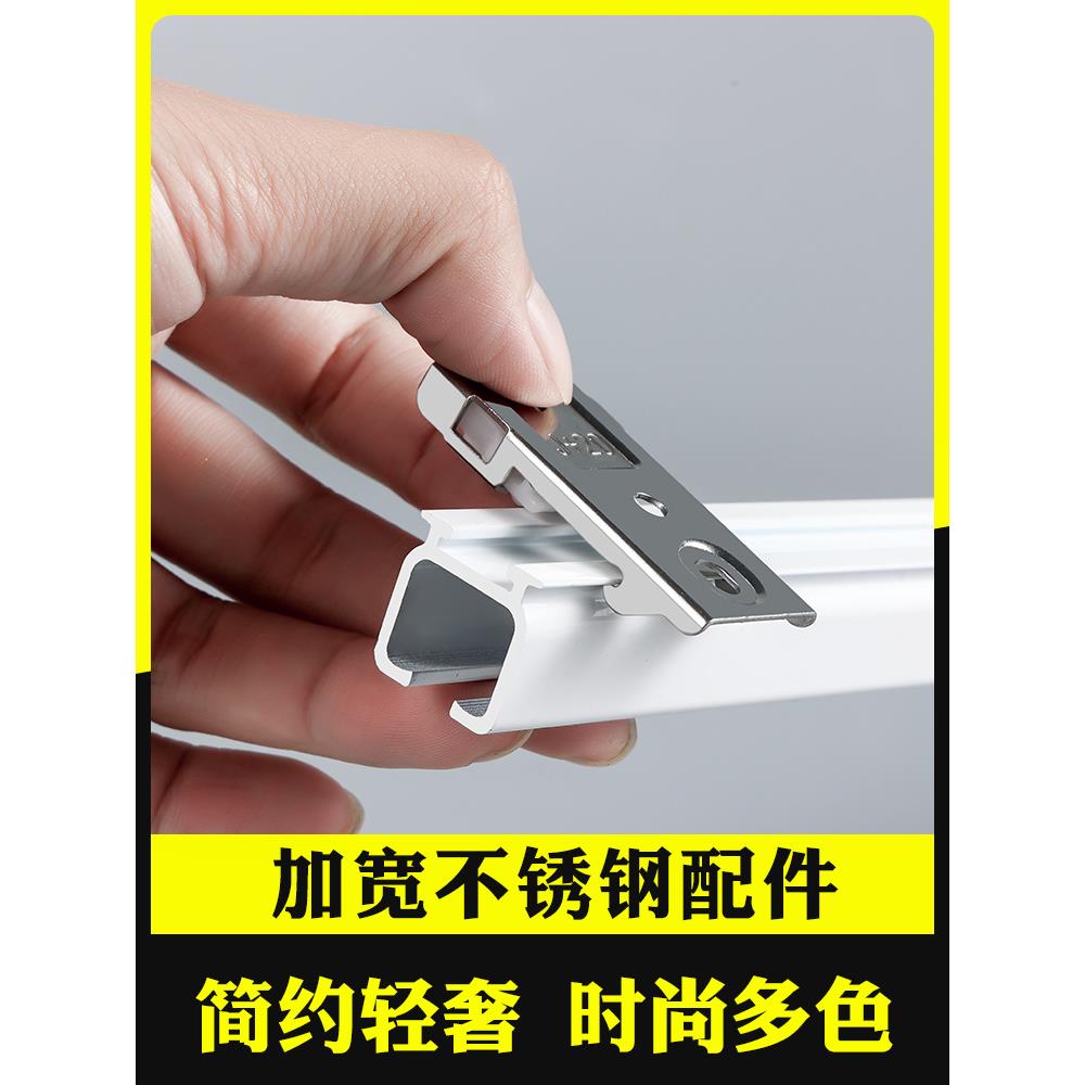 特厚铝合金窗帘轨道滑轨滑轮直轨导轨侧顶装窗帘杆罗马杆双轨静音 - 图2