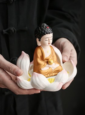 速发 中式禅意陶瓷居方三圣佛用摆件客厅家西供奉家像镇宅