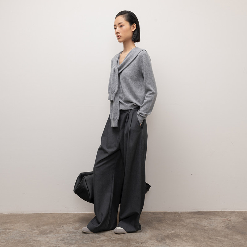 322WORKHOUSE纯山羊绒针织V领开衫女2024新款早秋假两件上衣B397,淘宝优惠券,粉丝福利购,淘宝优惠卷