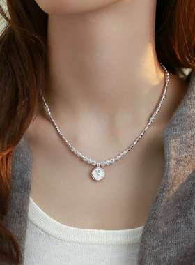 碎银子玫瑰花珍珠项链女2025新款