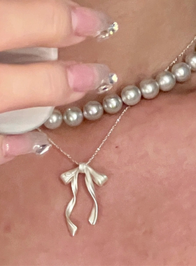 蝴蝶结吊坠项链女款轻奢小众设计