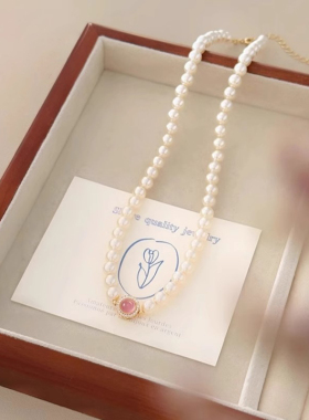 施家仿珍珠粉玉髓项链
