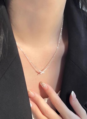 交叉锆石项链女精致轻奢小众