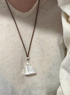 金山银山拉丝长款皮绳项链女2025