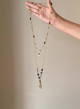 美拉德虎眼石串珠叠戴项链女2025