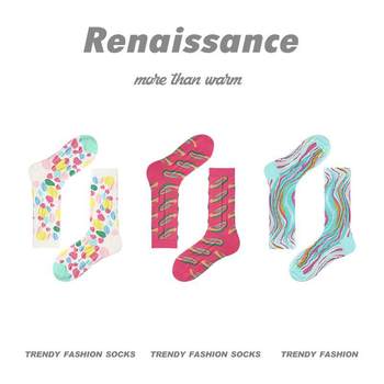 ຖົງຕີນ Renaissance ຕົ້ນສະບັບຂອງແມ່ຍິງຂອງປະທານແຫ່ງກ່ອງຄົນອັບເດດ: Socks ຂະຫນາດນ້ອຍຄວາມຄົມຊັດສີສົດ Socks Spring and Summer Women's Embossed Mid-Tube Cotton Socks for Women