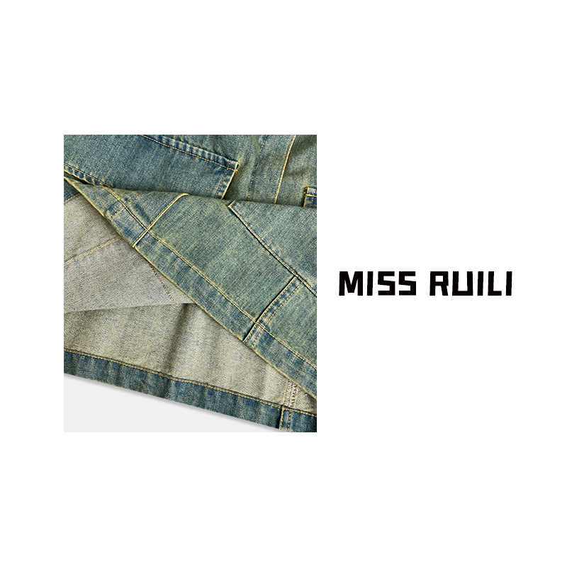 MISS RUILI定制 夏季新款时尚减龄短袖+背带牛仔裙两件套A7152 - 图3