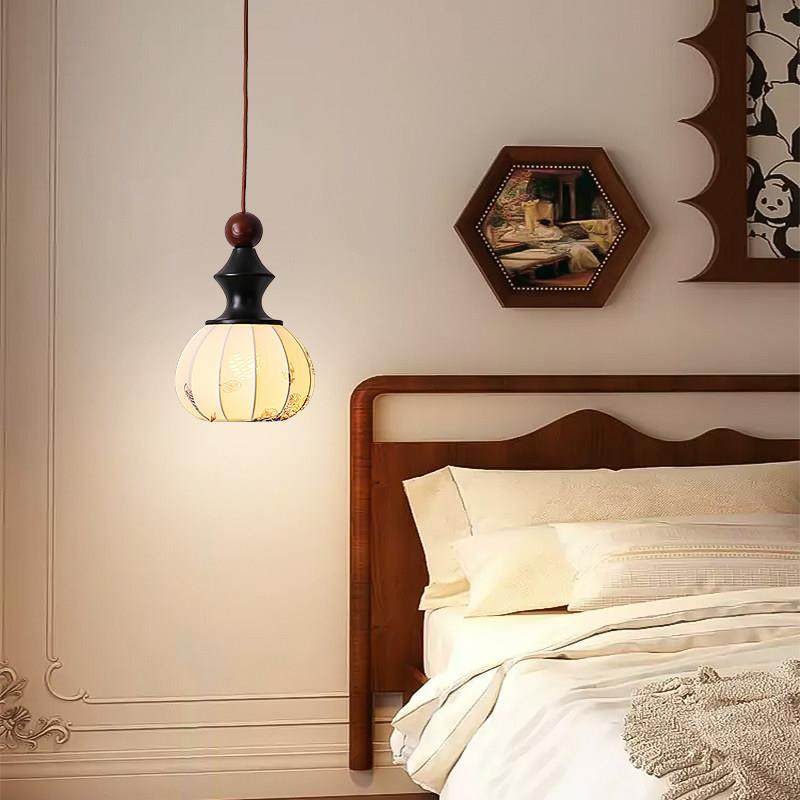 箭牌灯笼创意餐厅吊灯胡桃木纹饭厅餐桌复古吊线灯卧室床头吊灯具,淘宝优惠券,粉丝福利购,淘宝优惠卷